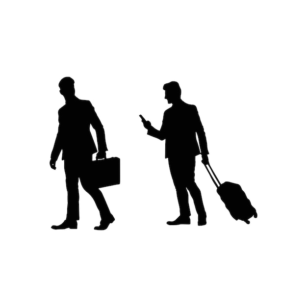 Siluetas de viajeros de negocios con equipaje