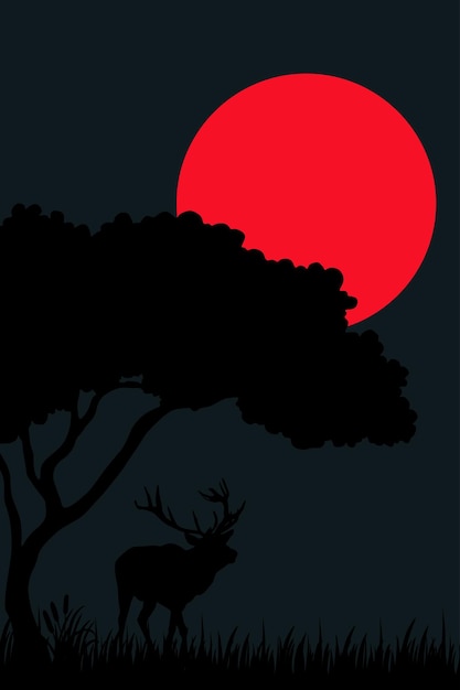 Siluetas de la vida silvestre al atardecer