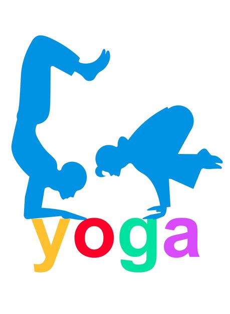 Vector siluetas de yoga de hombres y mujeres