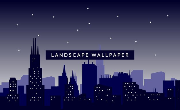 Siluetee la ciudad en la noche para el fondo del paisaje