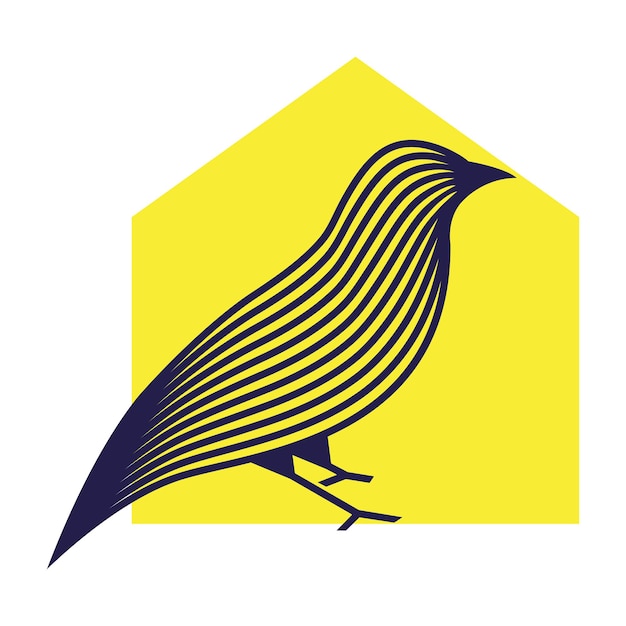 Siluetee las líneas modernas del pájaro con el diseño del logotipo de la jaula casera