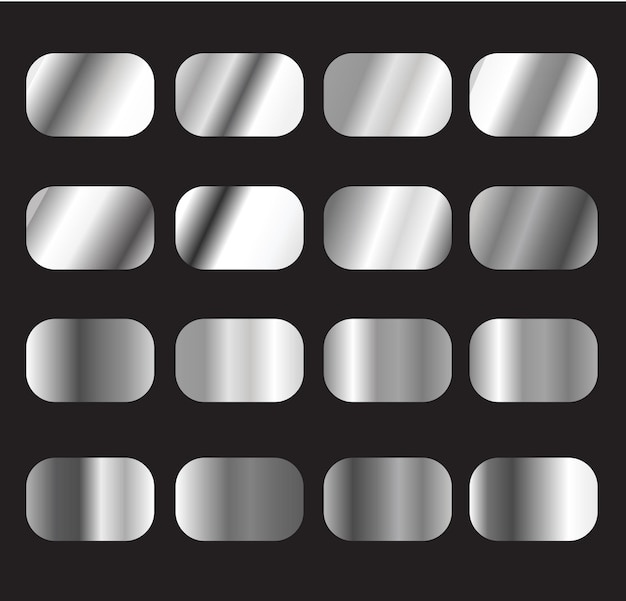 Silver Gradient Collection Set For Backgrounds Label Cover Ribbon Banner