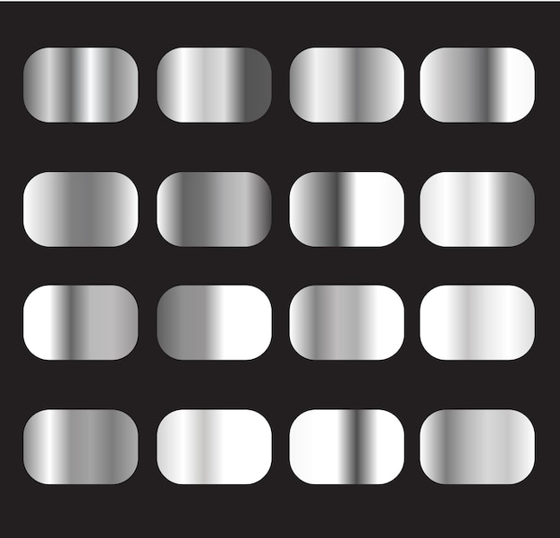 Silver Gradient Collection Set For Backgrounds Label Cover Ribbon Banner