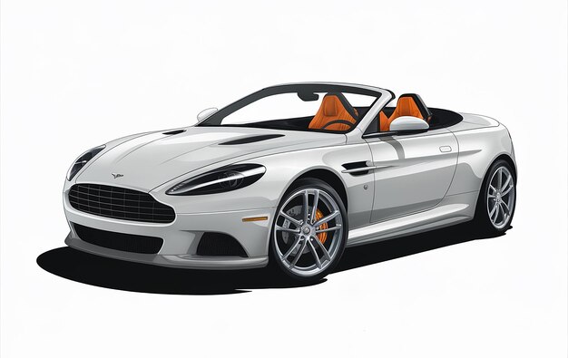 Vector a silver sports car with a black stripe on the front and the front of the car has a orange seat