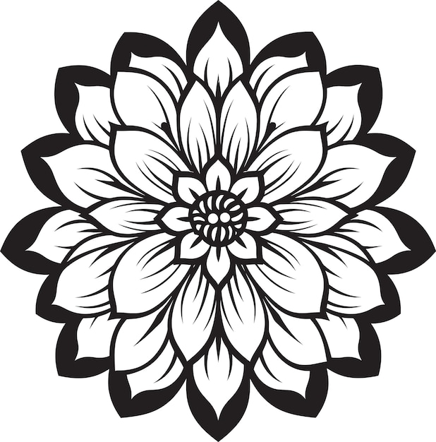 Vector simbolismo floral minimalista arte de íconos elegante impresión de pétalos vector de logotipo negro