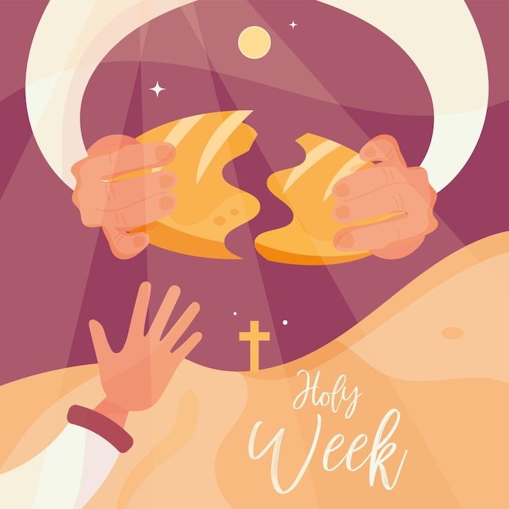 Vector simbolización de la fracción del pan semana santa ilustración vectorial