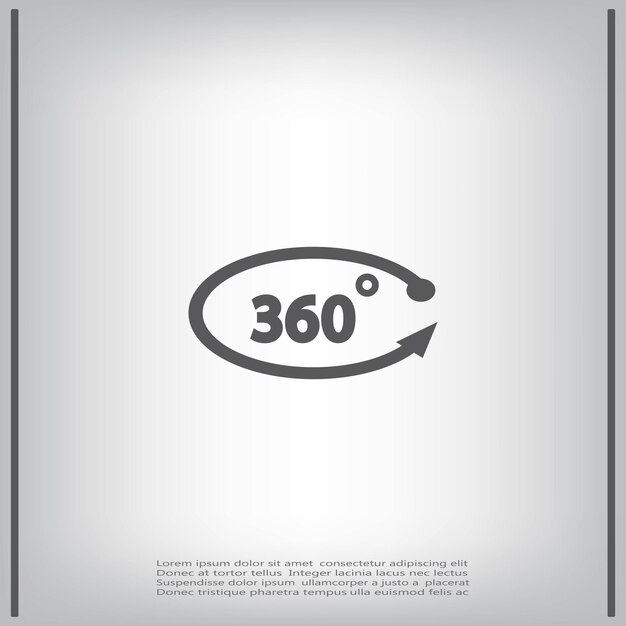 Símbolo de 360 grados Ilustración vectorial sobre fondo gris Eps 10