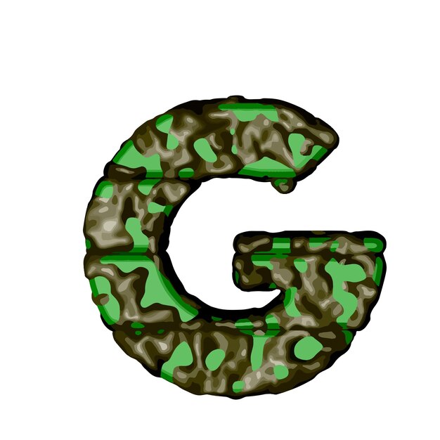 Símbolo 3d en camuflaje verde letra g