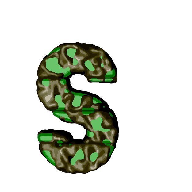 Vector símbolo 3d en camuflaje verde letra s