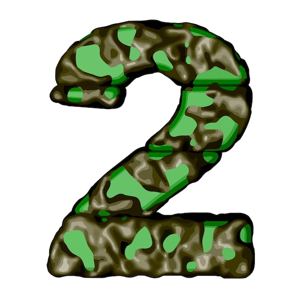 Símbolo 3d en camuflaje verde número 2
