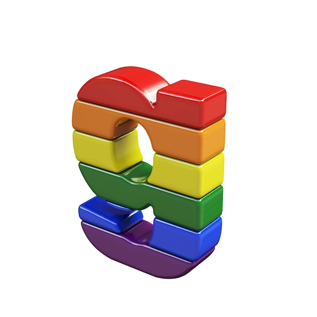 Vector símbolo 3d hecho de colores de la bandera lgbt letra g