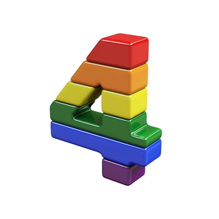 Vector símbolo 3d hecho de los colores de la bandera lgbt número 4