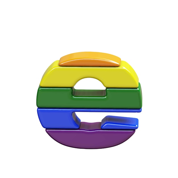 Vector símbolo 3d hecho de colores de la bandera lgbt número letra e