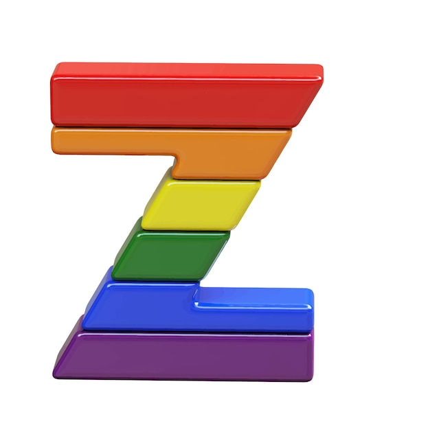 Vector símbolo 3d hecho de colores de la bandera lgbt número letra z