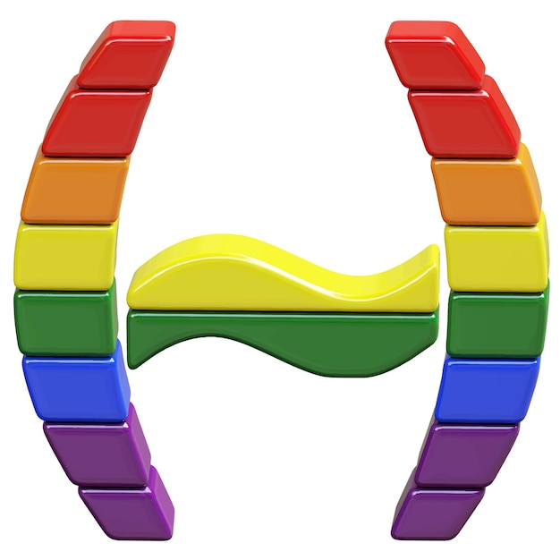Símbolo 3d hecho de colores de la bandera LGBT