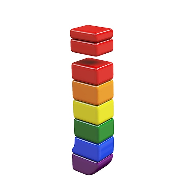 Símbolo 3d hecho de la letra j de los colores de la bandera lgbt