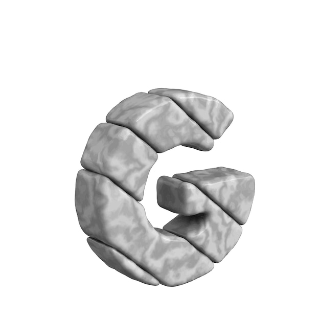 símbolo 3d hecho de mármol letra g