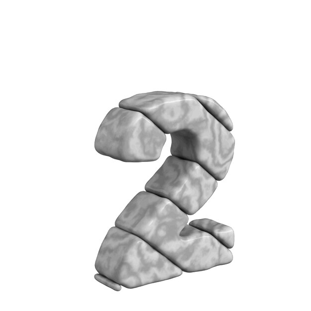 símbolo 3d hecho de mármol número 2