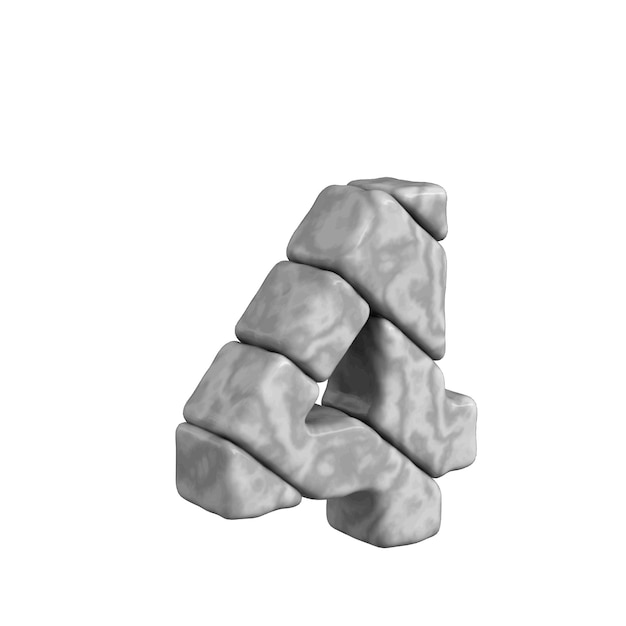 símbolo 3d hecho de mármol número 4