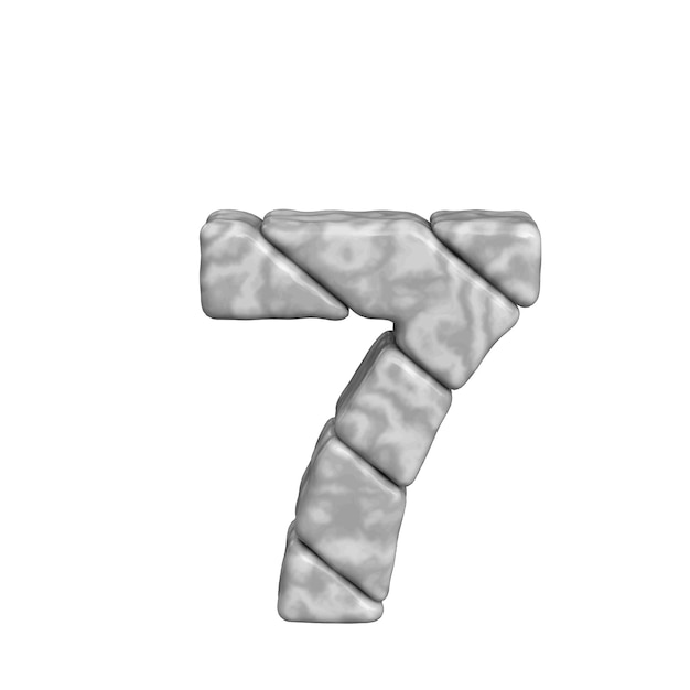 Símbolo 3d hecho de mármolnúmero 7