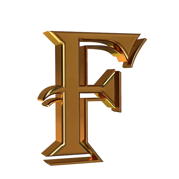 Vector símbolo 3d hecho de oro letra f