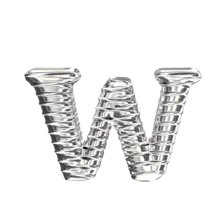 Vector el símbolo 3d hecho de plata letra w