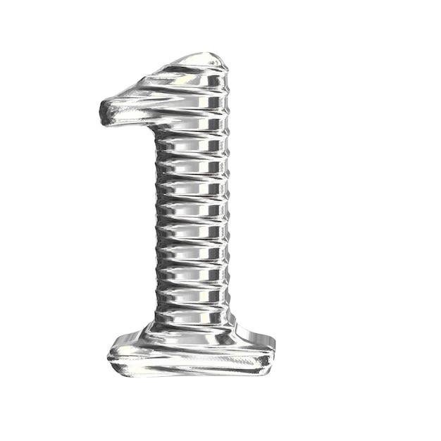 El símbolo 3d hecho de plata número 1.