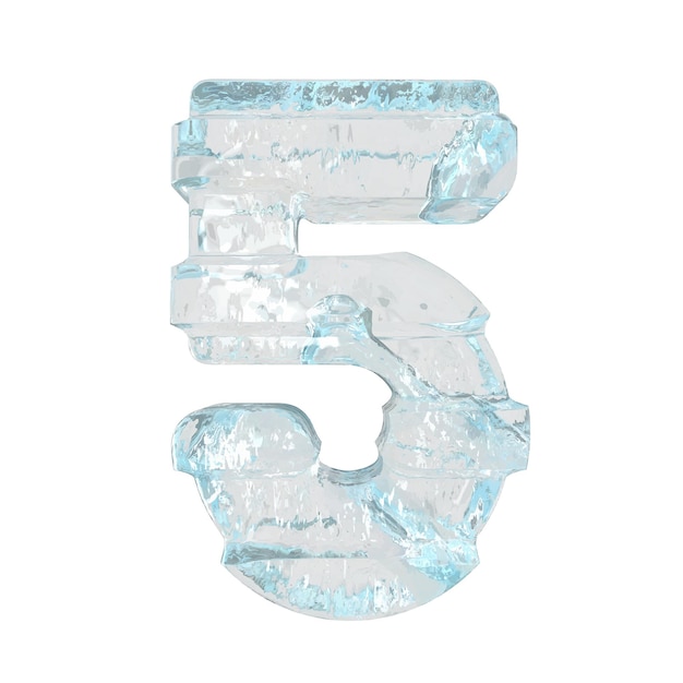 Símbolo 3d de hielo con tiras horizontales gruesas número 5