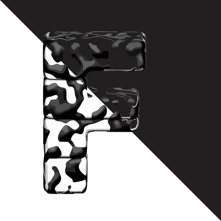 Vector símbolo 3d manchado con una letra de fondo transparente f