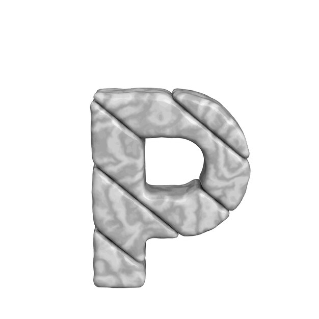 Símbolo 3d de mármol letra p