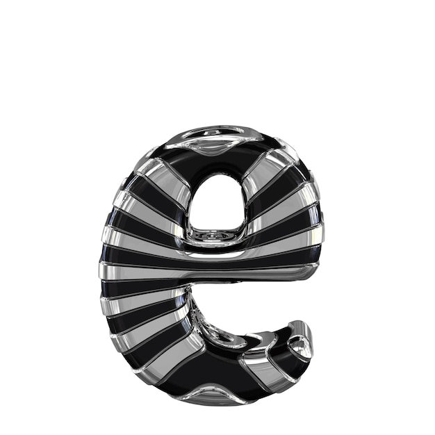 Símbolo 3d negro y plateado letra e