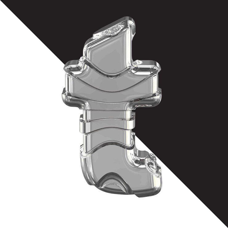Vector símbolo 3d plateado con correas letra t