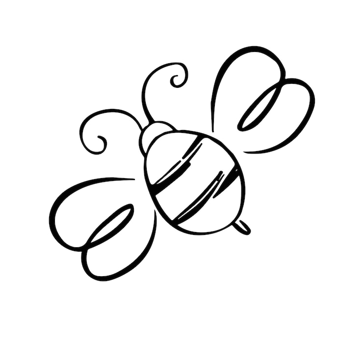 Vector símbolo de abeja vector de contorno de abejorro negro