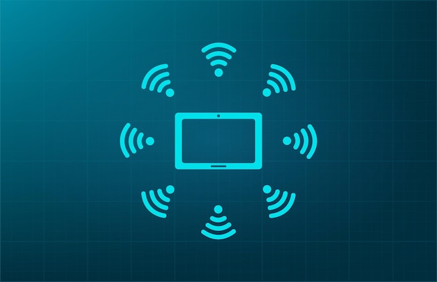 Símbolo de acceso a la red de información Ilustración vectorial sobre fondo azul Eps 10