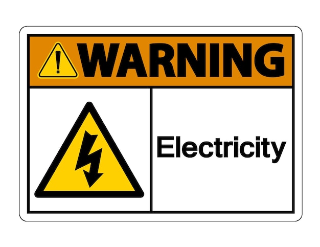 Símbolo de advertencia de electricidad Signo sobre fondo blanco Ilustración vectorial