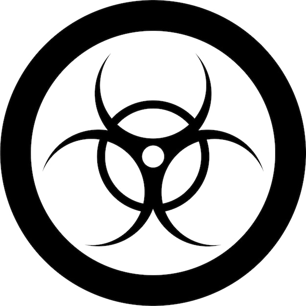 Símbolo de advertencia de peligro biológico en ilustración vectorial de estilo plano