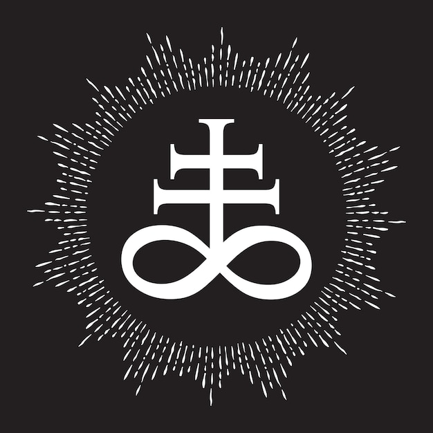 Vector símbolo alquímico de la cruz leviatán dibujado a mano para el azufre asociado con el fuego y el azufre del infierno ilustración de vector aislado en blanco y negro tatuaje flash blackwork o diseño de impresión