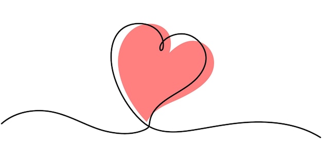 Símbolo de amor abstracto de corazón Ilustración vectorial de dibujo de línea continua dibujado a mano