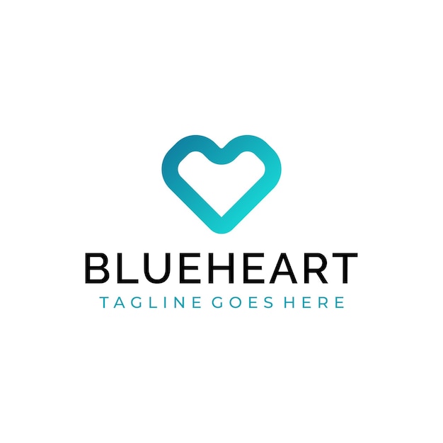 Símbolo de amor de corazón azul diseño de logotipo moderno