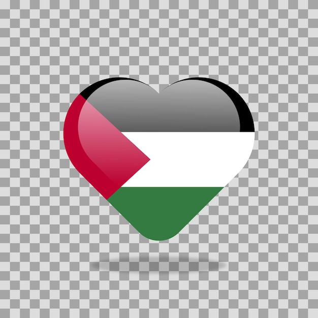 Símbolo de amor palestina icono de la bandera del corazón ilustración vectorial