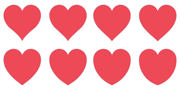 Símbolo de amor de vector de contorno de corazón rojo Signo de día de San Valentín conjunto icono de forma de corazón como instagram de red social