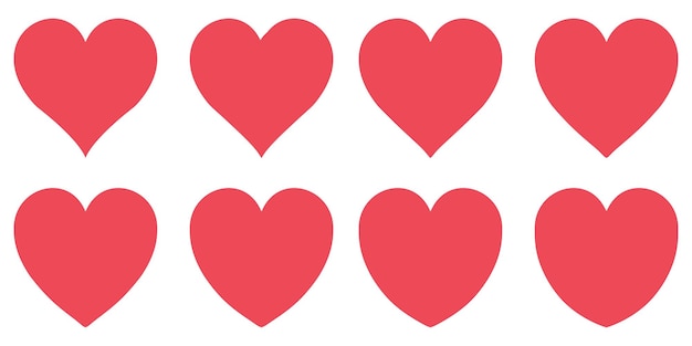 Símbolo de amor de vector de contorno de corazón rojo Signo de día de San Valentín conjunto icono de forma de corazón como instagram de red social