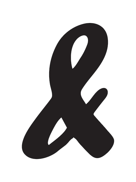 Símbolo de ampersand de tinta negra pintado a mano aislado en blanco