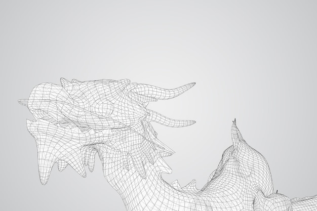 Símbolo del año nuevo chino cometa de dragón volador largo vector ilustración 3d