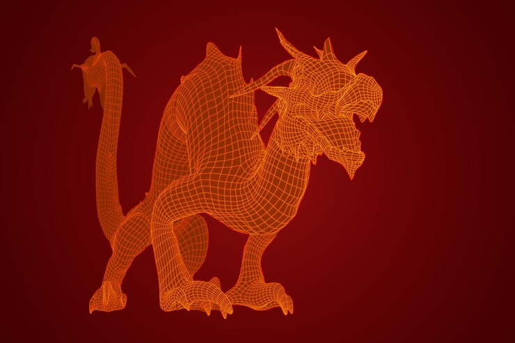 Vector símbolo del año nuevo chino cometa de dragón volador largo vector ilustración 3d