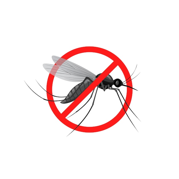 Símbolo anti-mosquito con signo rojo prohibido