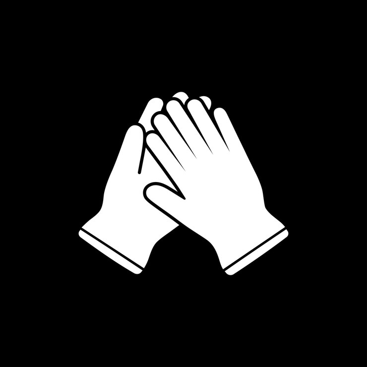 Símbolo de aplauso Icono blanco que muestra agradecimiento Isolado en fondo negro