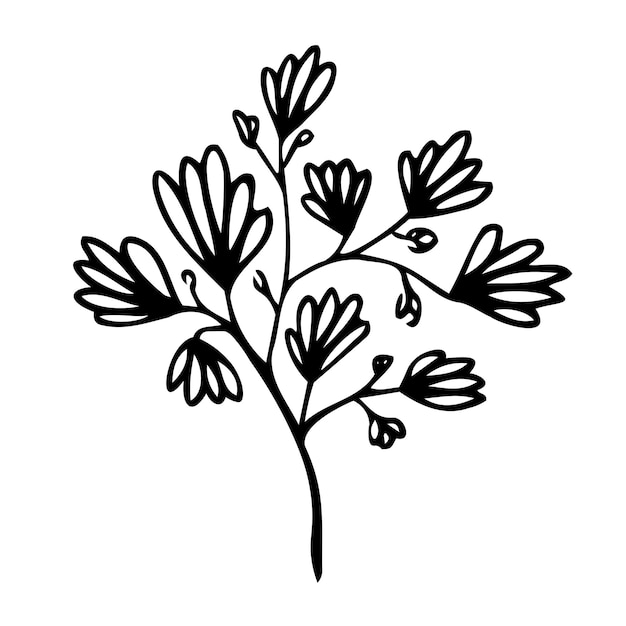 Un símbolo para un arbusto de flores inflorescencias planta de estilo garabato