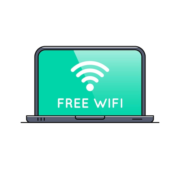 Símbolo de área wifi gratis en la pantalla del portátil