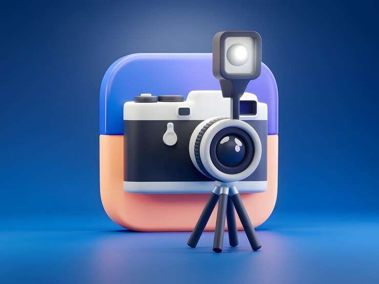 símbolo de arte de la cámara vectorial icono de lente de flash moderno ilustración diseño del obturador foucs